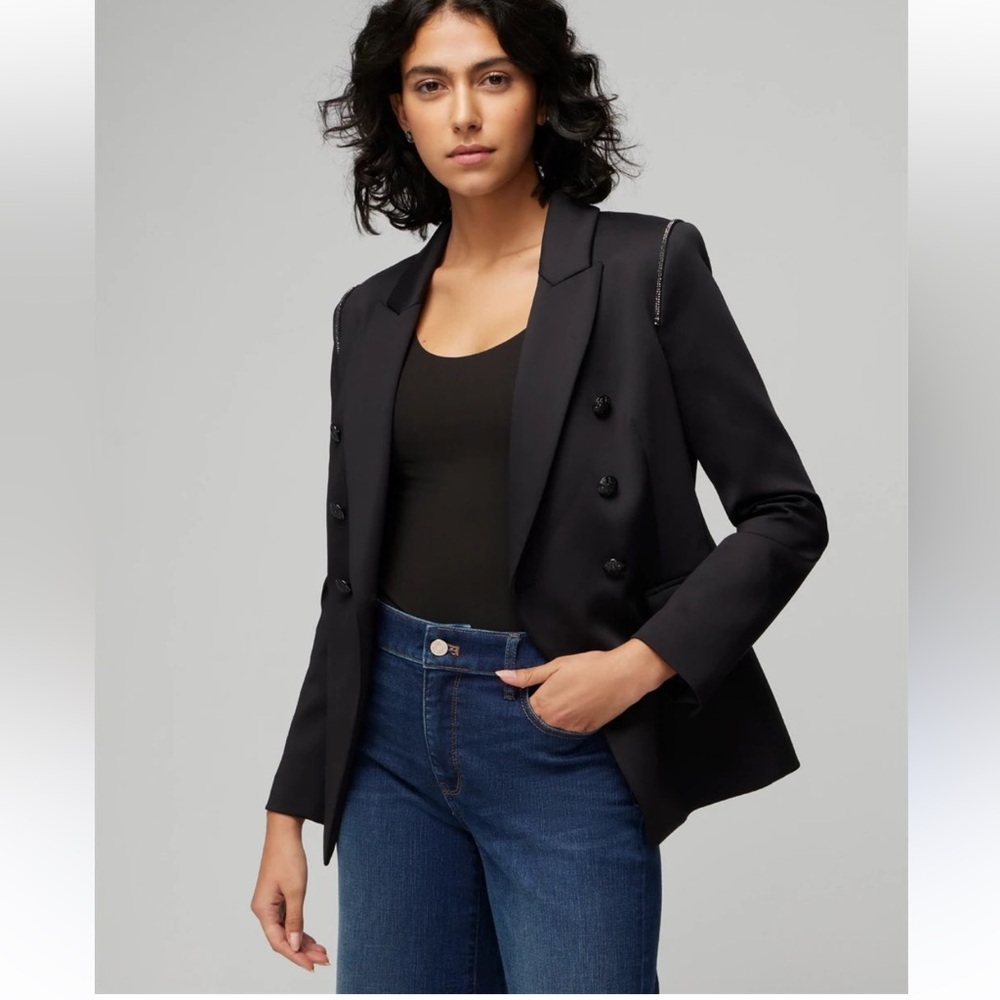 White House Black Market Embellished Studio Blazer Black Size 0 NWT